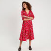 Robe longue évasée fluide rouge femme