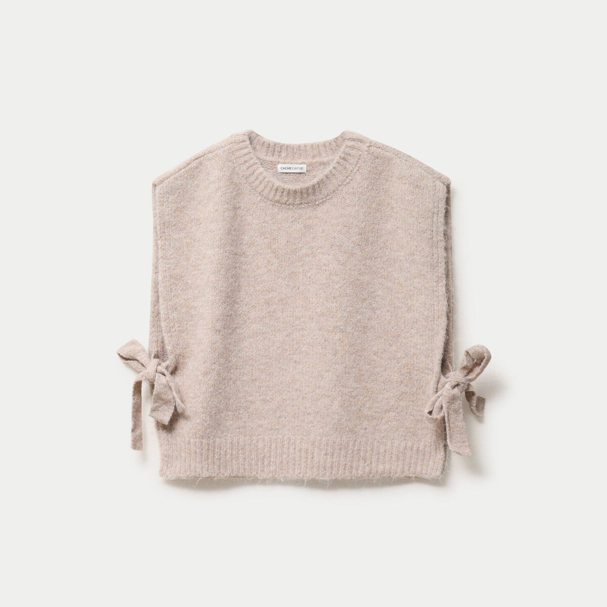 Pull sans manches taupe femme
