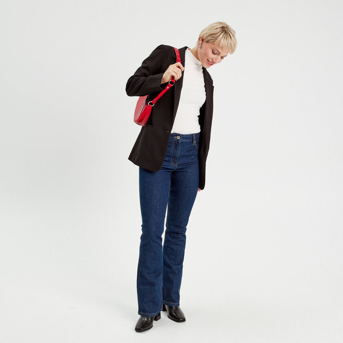 Jeans bootcut denim brut femme