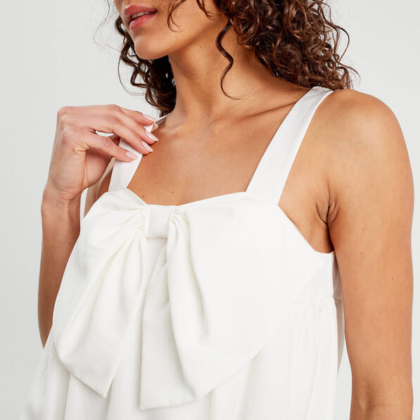 Crop top avec noeud ecru femme