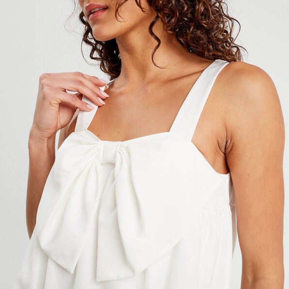 crop top avec noeud ecru femme Crop top avec noeud ecru femme