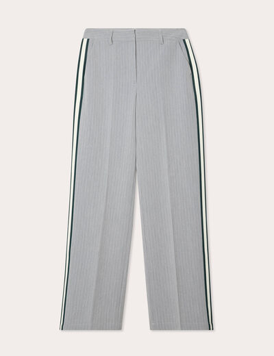 Pantalon large avec bandes gris clair femme