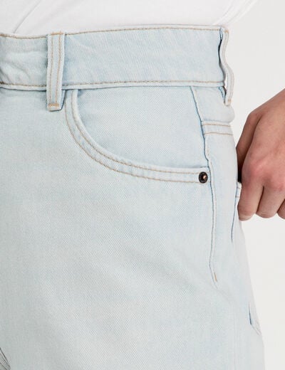 Short mom taille haute en jean denim bleach femme