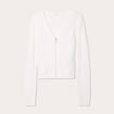 Gilet zippé mailles duveteuses ecru femme