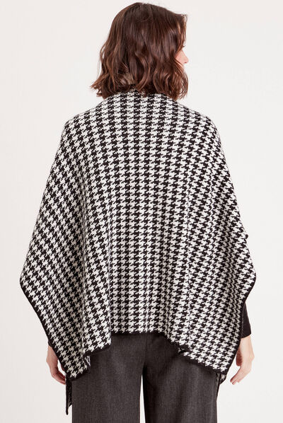 Cape tricotée noir femme
