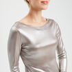 T-shirt aspect métallisé gris argent femme