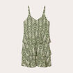 Robe évasée volants vert kaki femme