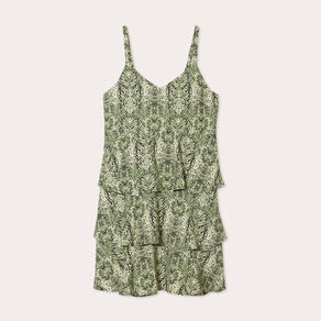 Robe évasée volants vert kaki femme