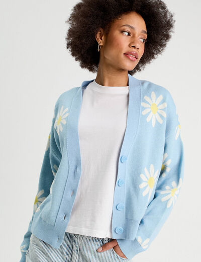 Gilet manches longues bleu pastel femme