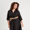 Robe longue évasée ceinturée noir femme