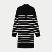 Robe pull droite manches longues 3/4 noir femme