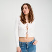 Gilet avec broderie blanc femme