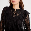 Blouse col rond manches longues dentelle noir femme