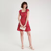 Robe évasée manches courtes rouge femme