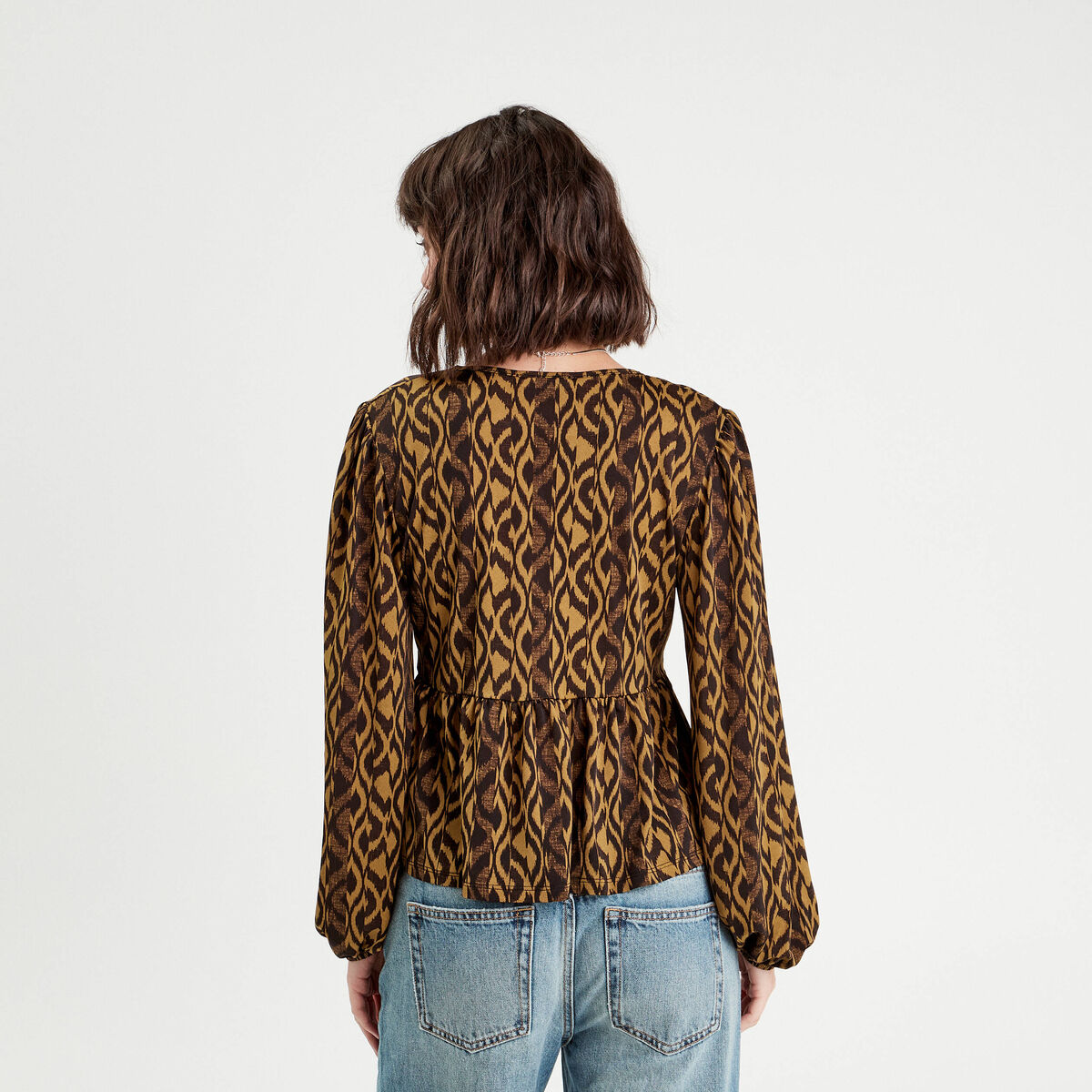 Blouse manches longues marron femme