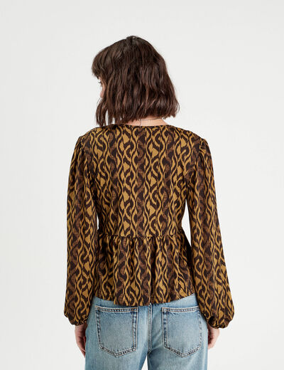 Blouse manches longues marron femme