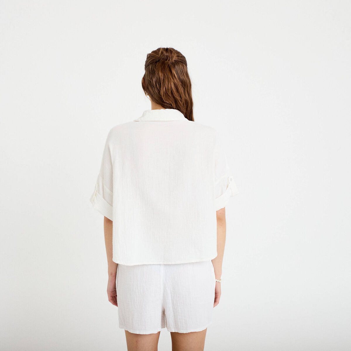 Chemise manches 3/4 ecru femme