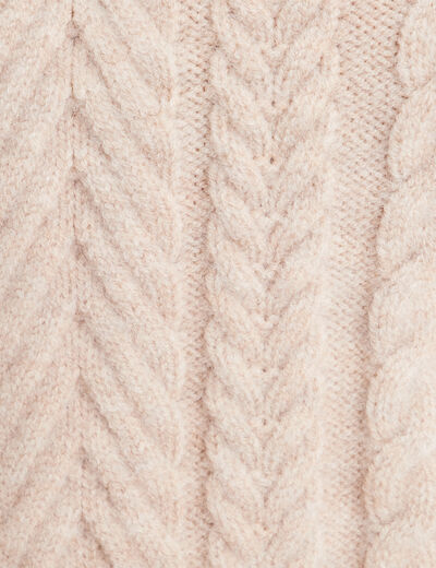 Pull col montant avec torsades sable femme