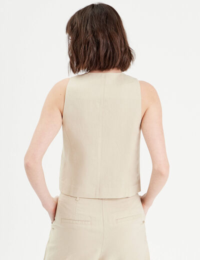 Veston sans manches beige femme