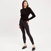Pull avec torsades et perles noir femme