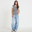 Jean coupe large denim triple stone femme