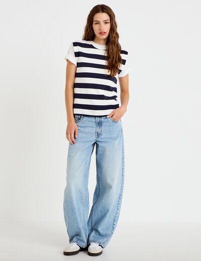Jean coupe large denim triple stone femme
