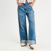 Jeans droit à revers denim double stone femme