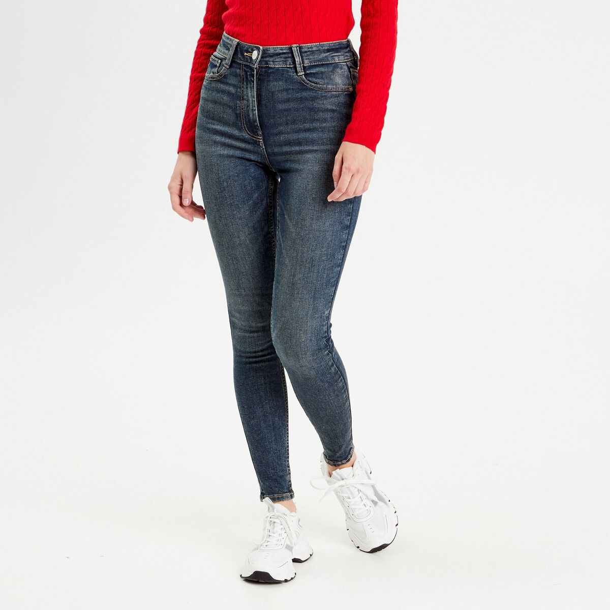 Jeans skinny taille haute denim dirty femme