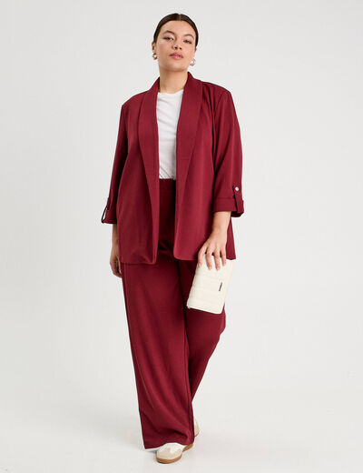 Veste blazer manches 3/4 bordeaux femme