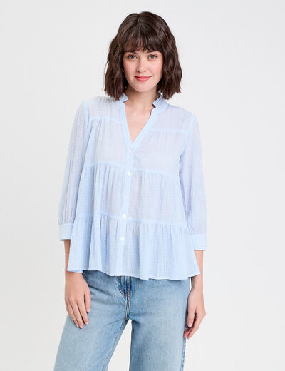 Blouse manches 3/4 beige femme