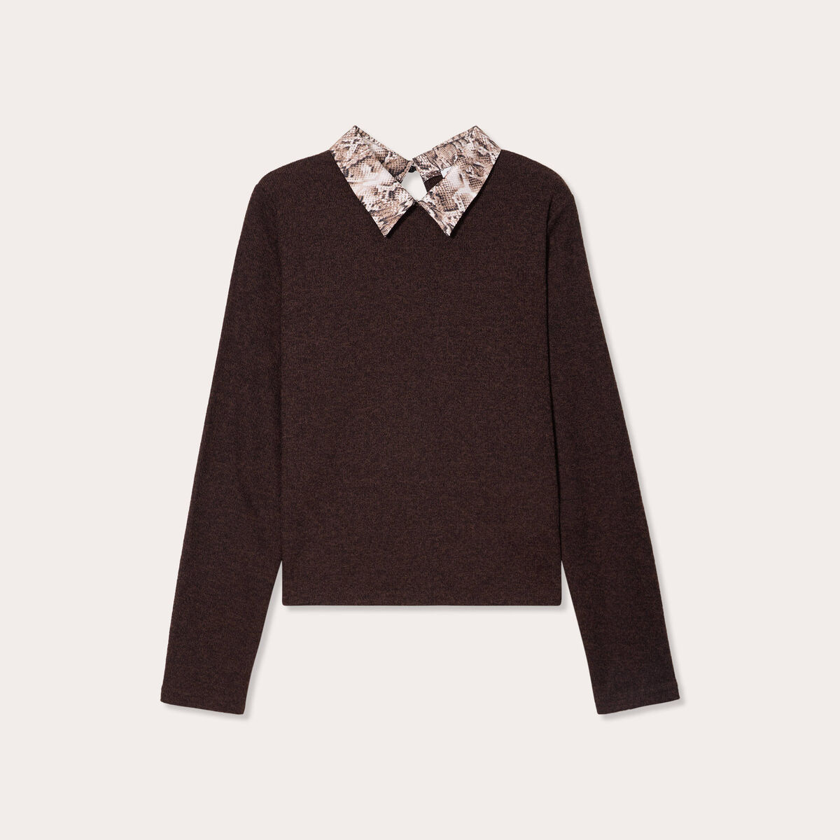Pull manches longues marron foncé femme