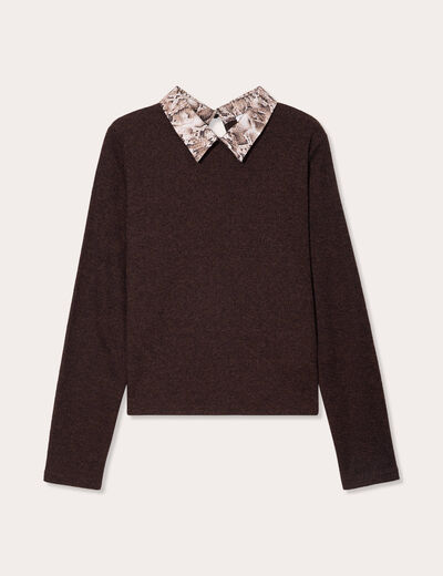 Pull manches longues marron foncé femme