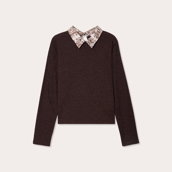 pull manches longues marron fonce femme Pull manches longues marron foncé femme