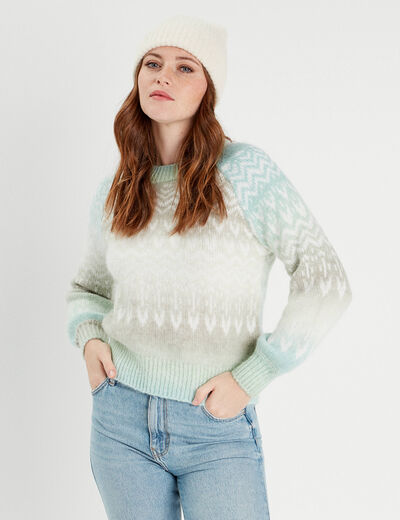 Pull manches longues vert pastel femme