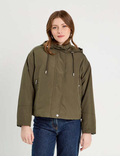 Parka 3-en-1 à capuche vert kaki femme