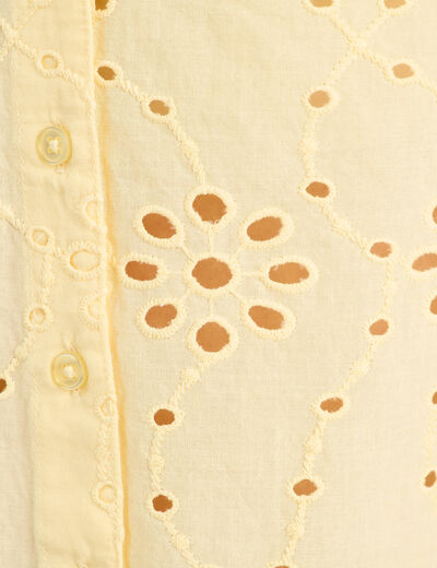 Blouse broderie anglaise jaune clair femme
