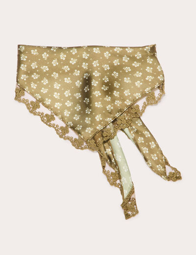 Foulard satin vert olive femme