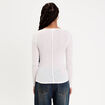 T-shirt cintr&eacute; col rond manches longues blanc femme