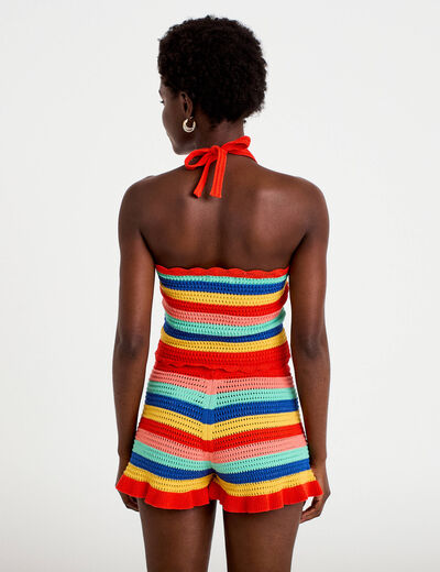 D&eacute;bardeur dos nu en crochet rouge femme