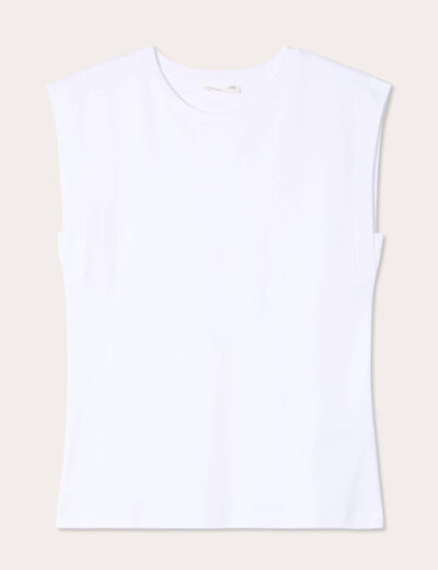 T-shirt col rond sans manches blanc femme