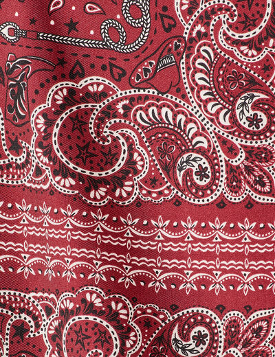 Chemise manches longues satin rouge femme