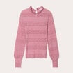 Blouse dentelle col montant vieux rose femme