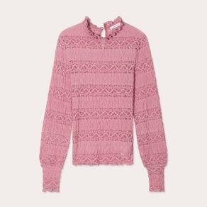 blouse dentelle col montant vieux rose femme Blouse dentelle col montant vieux rose femme
