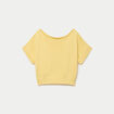 Pull ample cropped manches courtes jaune pastel femme
