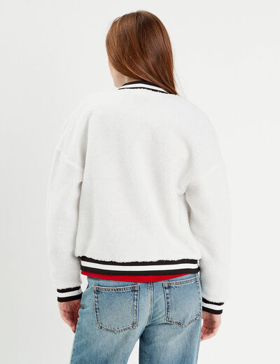 Gilet effet polaire ecru femme