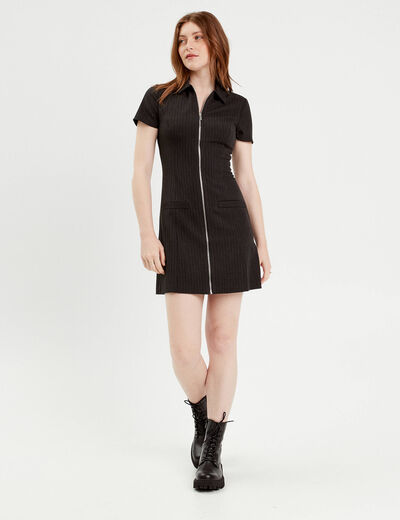 Robe évasée zippée gris femme