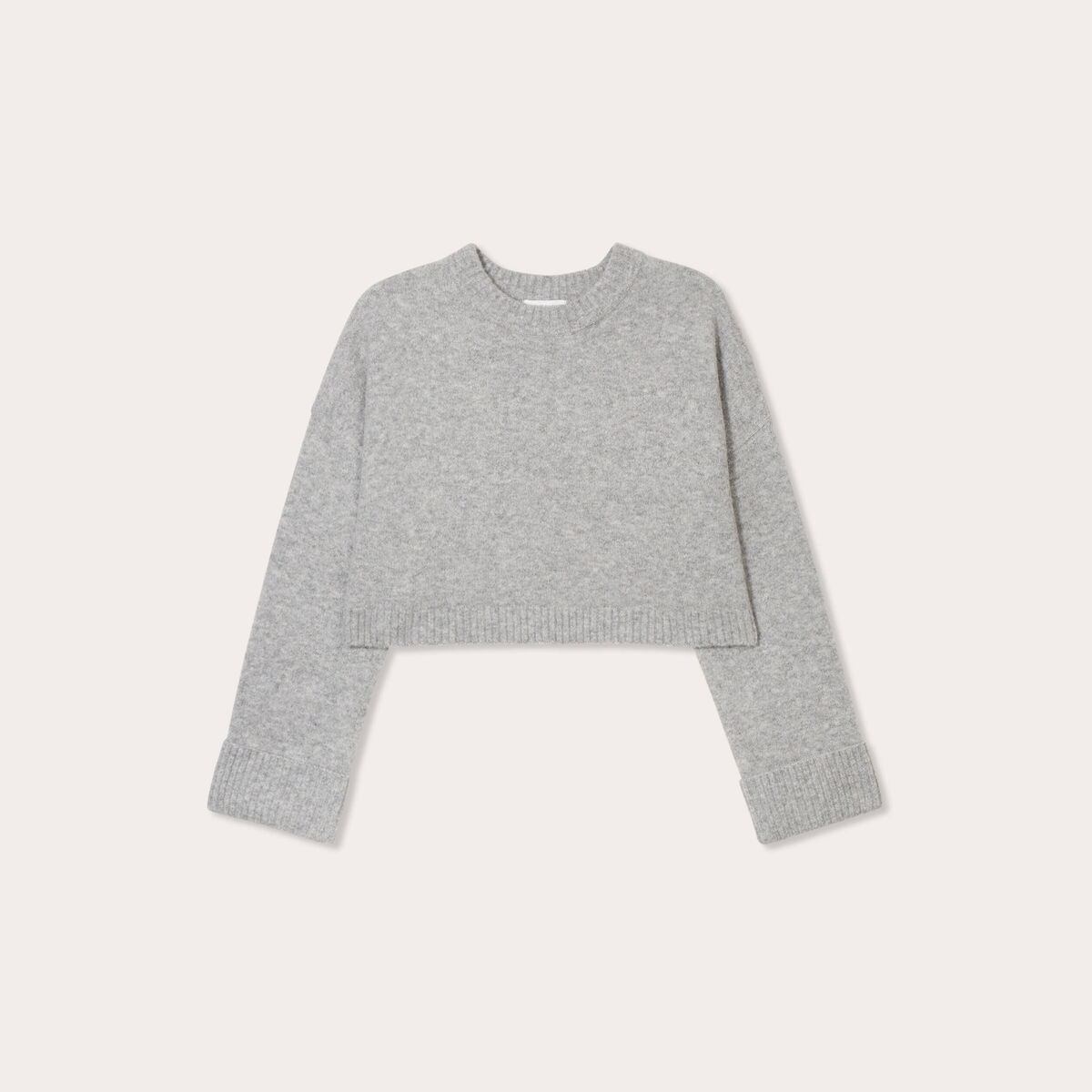 Pull cropped manches longues gris foncé femme