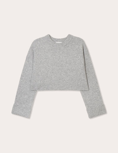 Pull cropped manches longues gris foncé femme