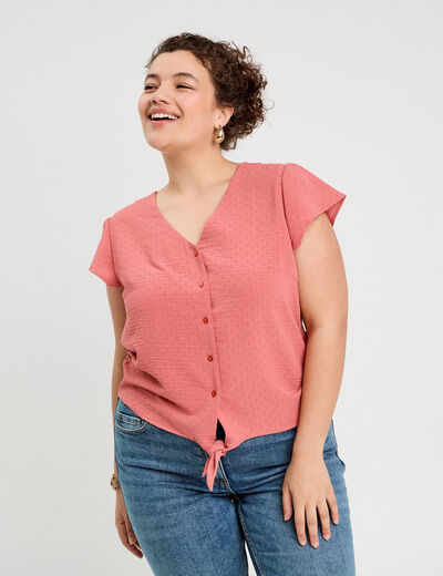 Blouse manches courtes vieux rose femme