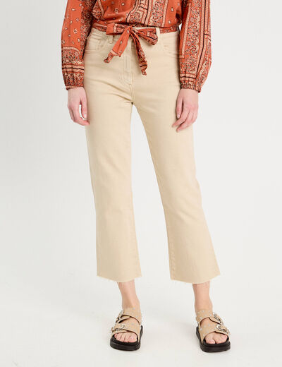 Pantalon flare 7/8ème marron clair femme